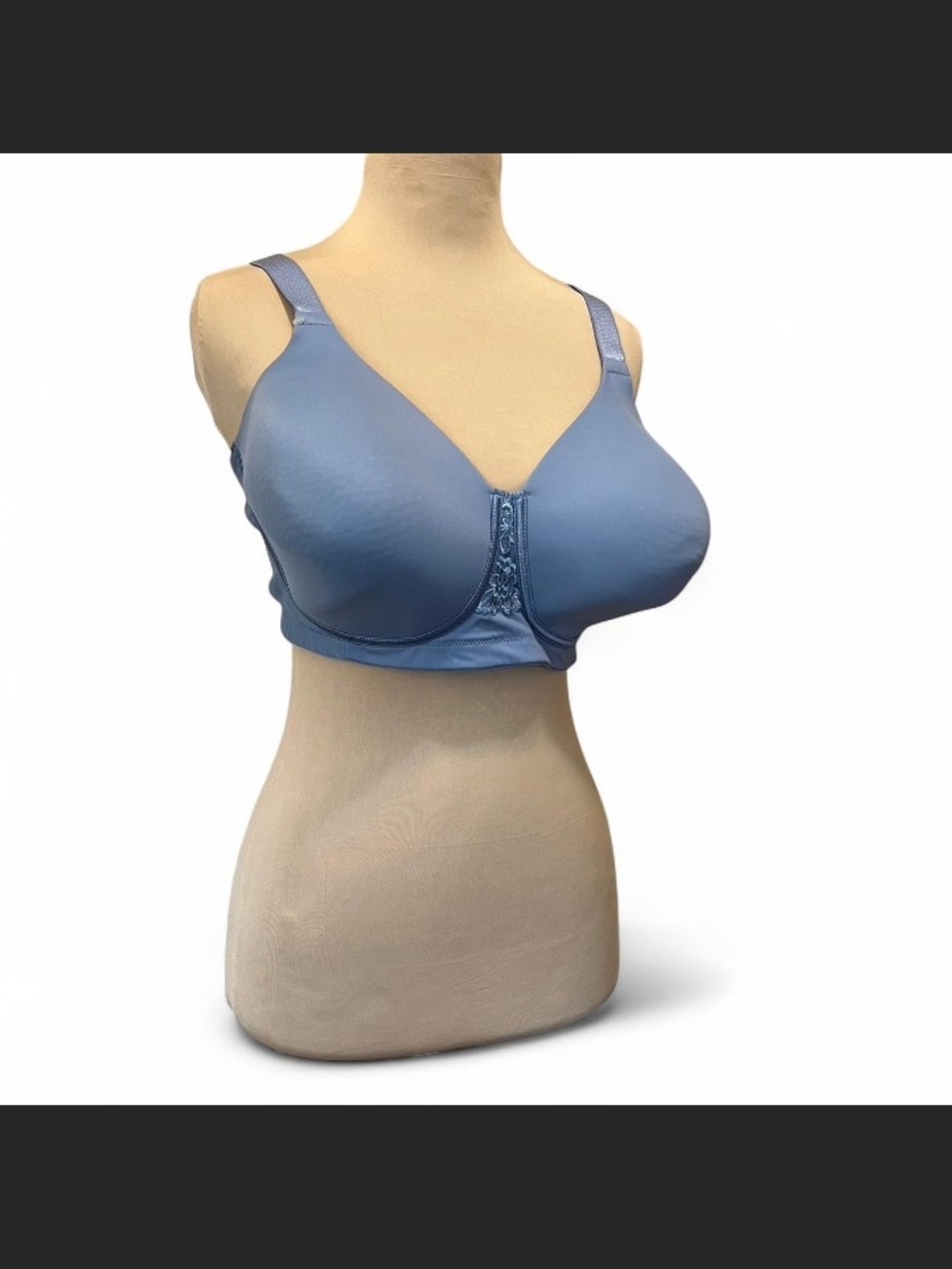 Wireless Padded Light Blue Full-Coverage Comfort Bra 4 Hooks 42 DD Vanity Fair